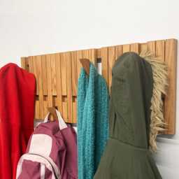 Flip Down Oak Piano Hook Rack Wall Mounted Coat, Hat, Towel Hanger - thumbnail 3