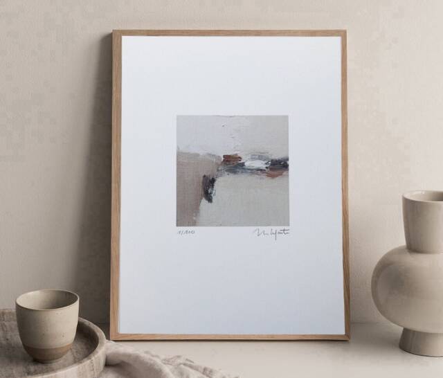 Minimalist Landscape Art Print Earthy Neutral Tones - 5x5 In - image 1