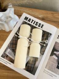 Hourglass Ribbed Soy Wax Candle Set Table Decor - thumbnail 1