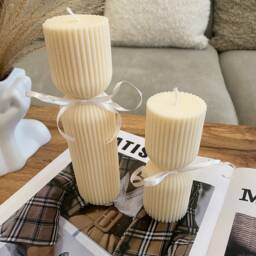 Hourglass Ribbed Soy Wax Candle Set Table Decor - thumbnail 2