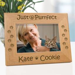 Cat Picture Frame Custom Pet Lover Grandma Gift Purrfect Kittens Engraved Paw Print Wooden Photo Display For Women - thumbnail 2