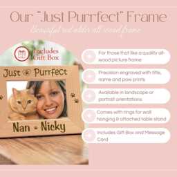 Personalized Cat Picture Frame, Custom Pet Lover Gift For Women, Engraved Wooden Photo Display, Purrfect Kitten Keepsake - thumbnail 2