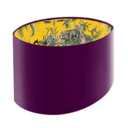 Oval Purple Velvet Lamp Shade, Lemur Island Lining - thumbnail 1