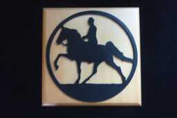 Two Horse & Rider Wall Hangings, One Female, Male - Equestrian Art Handcrafted Wooden - thumbnail 1