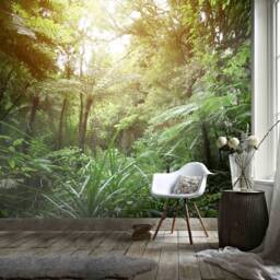 3D Forest Wallpaper Mural, Sunlight Scenery Wall Art, Peel & Stick - thumbnail 3