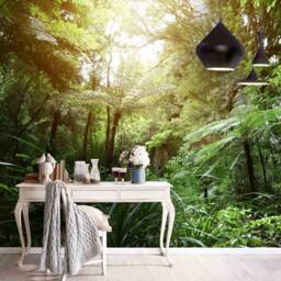 3D Forest Wallpaper Mural, Sunlight Scenery Wall Art, Peel & Stick - thumbnail 2