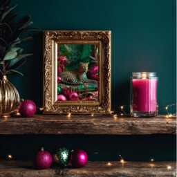 Leopard Christmas Wall Art Print, Hot Pink & Emerald Jungle Decor, Maximalist Holiday Glam Animal Print Home Style - thumbnail 2