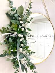 Gold Floral Mirror Eucalyptus & Gypsophila Wall Decor - thumbnail 1