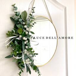 Gold Floral Mirror Eucalyptus & Gypsophila Wall Decor - thumbnail 2