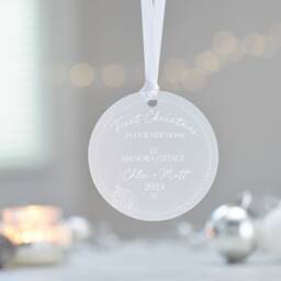First Christmas New Home Bauble, Personalised in Our Ornament, House Decoration Couple Gift 2023 - thumbnail 3
