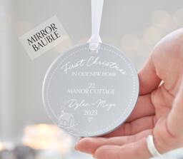 First Christmas New Home Bauble, Personalised in Our Ornament, House Decoration Couple Gift 2023