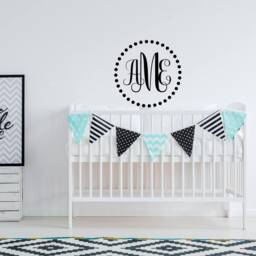 Personalized Monogram Wall Decal Nursery Initial Vinyl Sticker 027