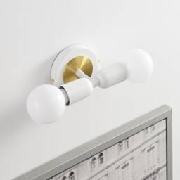Luna Duo White & Gold Wall Sconce - Mid Century Industrial Modern 2-Light Lamp For & Ceiling Vanity Mirror & Bathroom Lighting - thumbnail 3