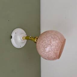Vintage Globe Wall Sconce in Pink Clichy Glass - thumbnail 2