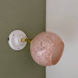 Vintage Globe Wall Sconce in Pink Clichy Glass - thumbnail 3
