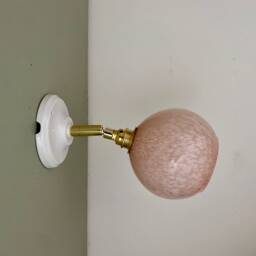 Vintage Globe Wall Sconce in Pink Clichy Glass - thumbnail 1