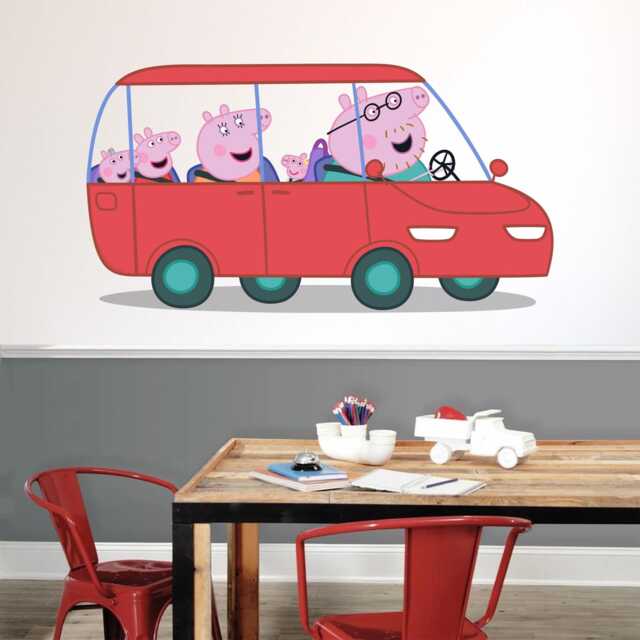 Peppa Pig Wall Sticker - & Family in Car Decal Kids Art - image 1