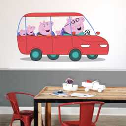 Peppa Pig Wall Sticker - & Family in Car Decal Kids Art - thumbnail 1