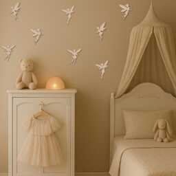 Wooden Fairies - Boho Nursery Fairy Decor Whimsical Bedroom Theme Woodland Wall Decal Girls - thumbnail 2
