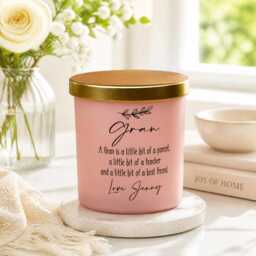 Personalised Candle - Pink Frosted Glass Jar - Gran Sentiment For Her Boxed 8cm Lavender - thumbnail 3