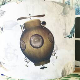 steampunk Lampshade, Planes 20cm 25cm 30cm 35cm, Drum, Ceiling, Table, Flying, Balloons, Biplanes - thumbnail 3