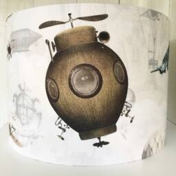 steampunk Lampshade, Planes 20cm 25cm 30cm 35cm, Drum, Ceiling, Table, Flying, Balloons, Biplanes - thumbnail 1