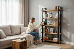 Rectangular Frame Ladder Style Shelving Unit/Bookcase