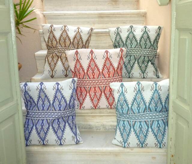 Greek Key Cushion Cover Traditional Woven Geometric Design - image 1