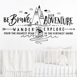 Be Brave Seek Adventure Wander & Explore Wall Decal - Mountains Decal, Nursery, Wanderlust, Kids Room - thumbnail 2