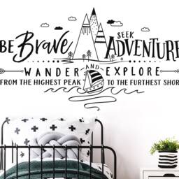 Be Brave Seek Adventure Wander & Explore Wall Decal - Mountains Decal, Nursery, Wanderlust, Kids Room - thumbnail 4