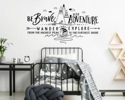Be Brave Seek Adventure Wander & Explore Wall Decal - Mountains Decal, Nursery, Wanderlust, Kids Room