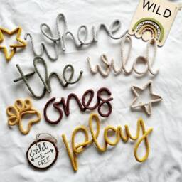 Where The Wild Ones Play Wire Sign - Room Wall Hanging L Knitted Decor - thumbnail 3