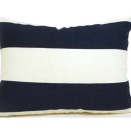 Indoor Pillow Cover With Zippers, Easy To Use & Washable, Cabana Navy & Off White - thumbnail 3