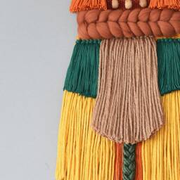 Chunky Wool Woven Wall Hanging, Boho Textured Fiber Art, Living Room Tapestry - thumbnail 3