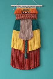 Chunky Wool Woven Wall Hanging, Boho Textured Fiber Art, Living Room Tapestry