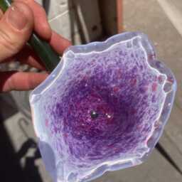 Glass Flower - Purple Pop Wall Piece Sculpted Glass Flows Pink White Green - thumbnail 2