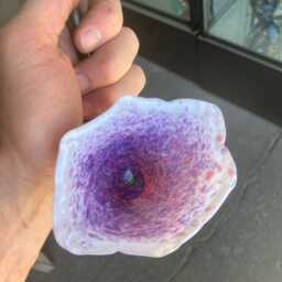 Glass Flower - Purple Pop Wall Piece Sculpted Glass Flows Pink White Green - thumbnail 3