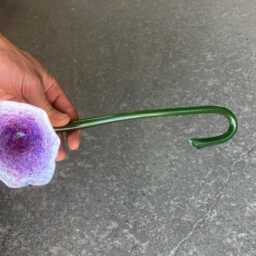 Glass Flower - Purple Pop Wall Piece Sculpted Glass Flows Pink White Green - thumbnail 4