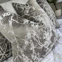 Megan Luxury Textured Marble Effect Grey Silver Cushion Pillow Cover For Sofa Bed Or Throw. Designer Fabric High Quality Handmade - thumbnail 3