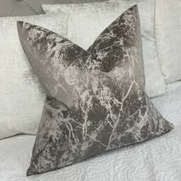 Megan Luxury Textured Marble Effect Grey Silver Cushion Pillow Cover For Sofa Bed Or Throw. Designer Fabric High Quality Handmade - thumbnail 2