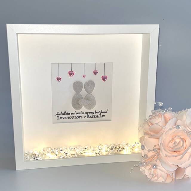 Best Friend Personalised Pebble Art Picture Frame Stone People Bestie Birthday Gift 21St 30Th 40Th 50Th 18Th 60Th 70Th Long Distance - image 1