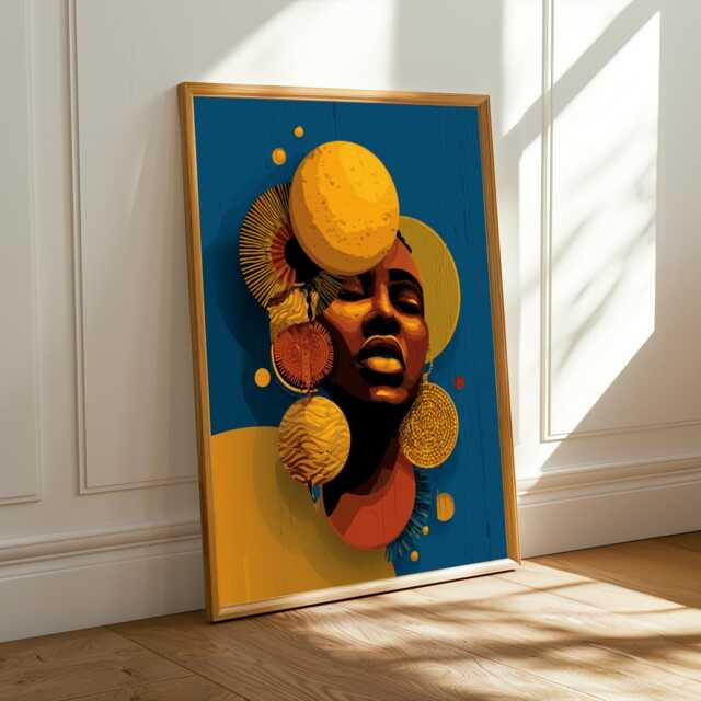 Afrocentric Geometric Portrait Art Print Modern Abstract Decor - Poster Only - image 1