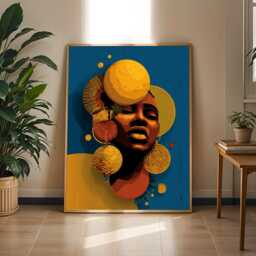 Afrocentric Geometric Portrait Art Print Modern Abstract Decor - Poster Only - thumbnail 2