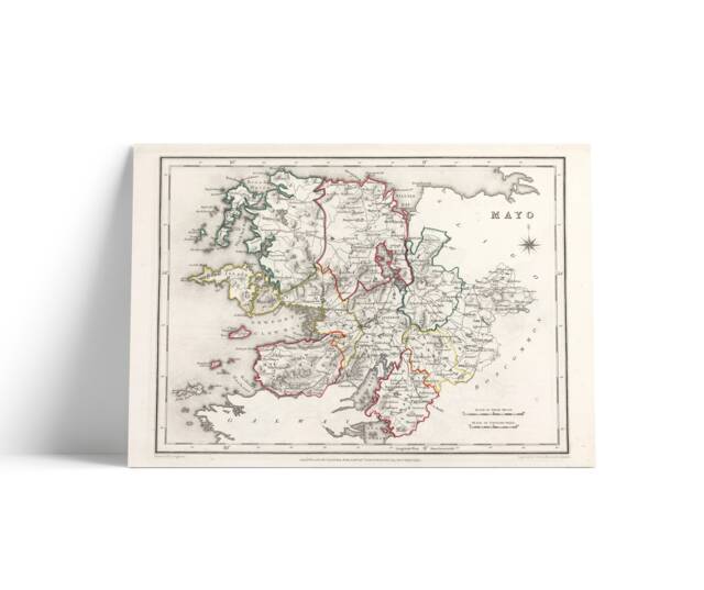 County Mayo Map - Ireland 1846 Hollymount Ballinrobe Murrisk Achill Island Clare Island Ballina Castlebar - image 1