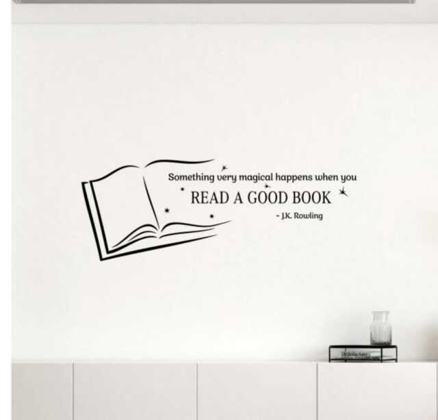Something Very Magical Happens When You Read A Good Book Wall Quote Decal Vinyl Sticker Home School Library Interior Classroom Decor 10Qts - image 1