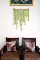 Soft Green Capiz Shell Curtain - Natural Seashell Wall Decor, Wood Dowel Hanger