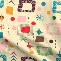 Retro Mod Sheets - 1950S Atomic Pattern By Bruxamagica Mid Century Modern Geometric Cotton Sateen Sheet Set Bedding Spoonflower - thumbnail 4