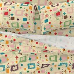Retro Mod Sheets - 1950S Atomic Pattern By Bruxamagica Mid Century Modern Geometric Cotton Sateen Sheet Set Bedding Spoonflower - thumbnail 3