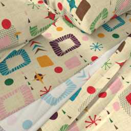 Retro Mod Sheets - 1950S Atomic Pattern By Bruxamagica Mid Century Modern Geometric Cotton Sateen Sheet Set Bedding Spoonflower - thumbnail 2