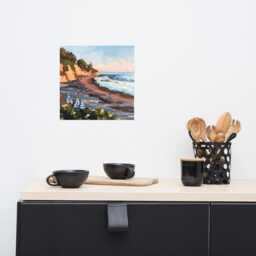 Hendry's Beach Golden Hour Square Art Print - Seascape Oil Painting By Sharon Schock - thumbnail 3